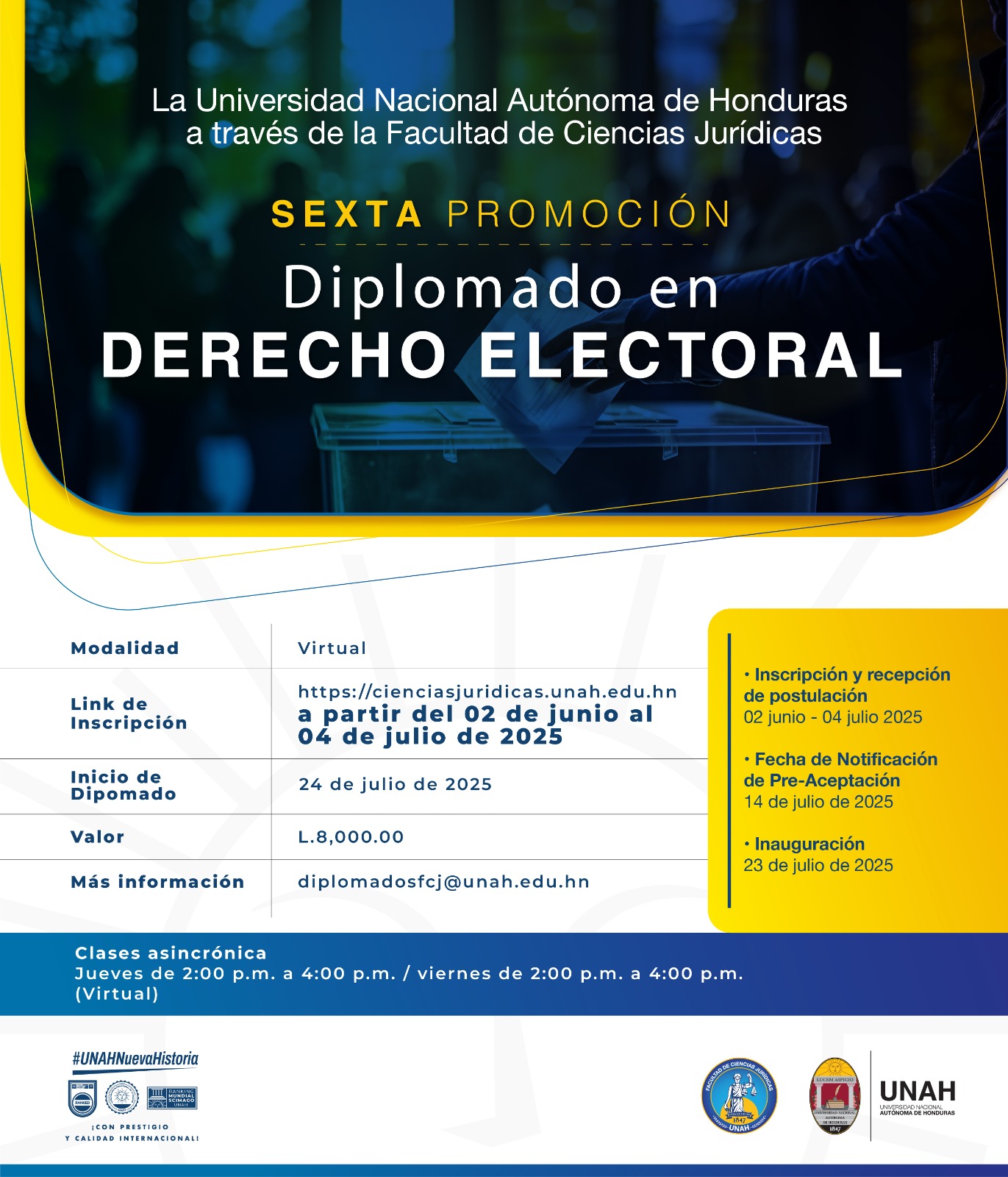 Inscripciones para el Diplomado en Derecho Electoral