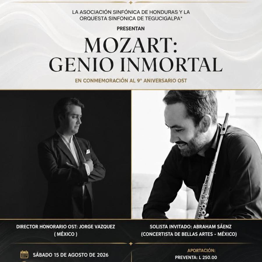 La Orquesta Sinfónica de Tegucigalpa celebra su 9.º aniversario con el concierto “MOZART: GENIO INMORTAL” 