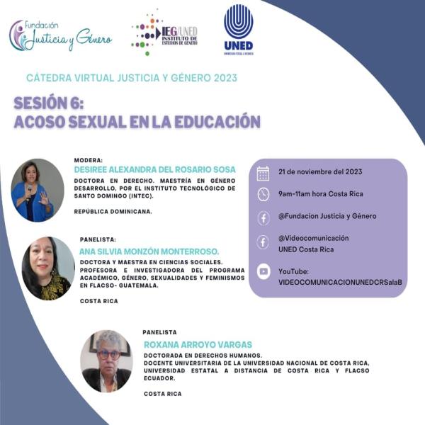 Cátedra Virtual Justicia y Género 2023 - Sesión 6: Acoso Sexual en la Educación