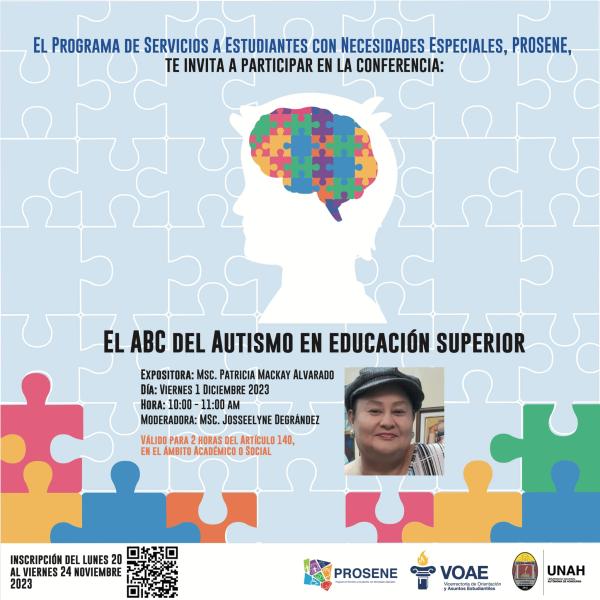 El ABC del autismo en educación superior, impartido por la Máster Patricia Mackay