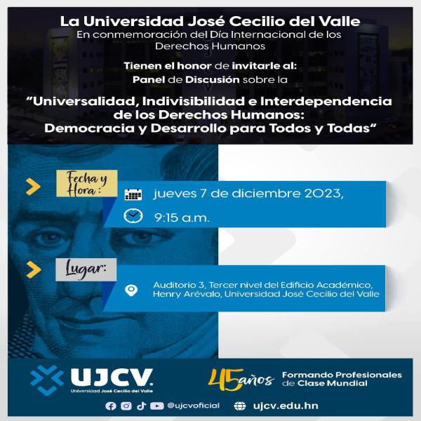 Conmemoración Día Internacional de los Derechos Humanos: Panel “Universidad, Indivisibilidad e Interdependencia de los DDHH: Democracia y desarrollo para todos y todas” 