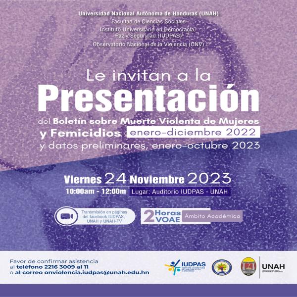 Presentación boletín sobre muertes violentas de mujeres y femicidios 
