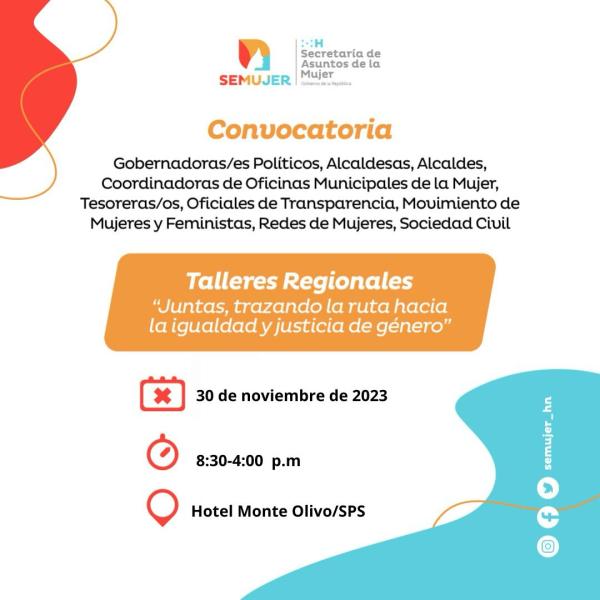 Convocatoria SeMujer: Taller de Mesas Municipales de Presupuesto Sensible al Género