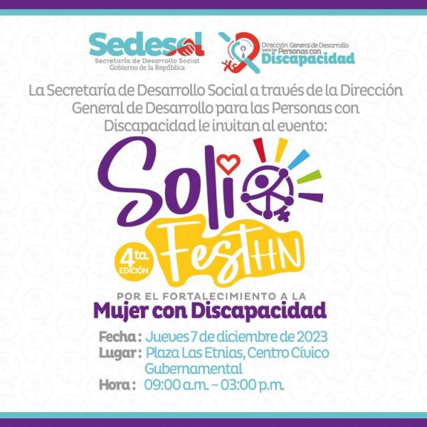 Invitación Prensa: “Soli FestHn” 4ta Edición para el fortalecimiento a la Mujer con Discapacidad 