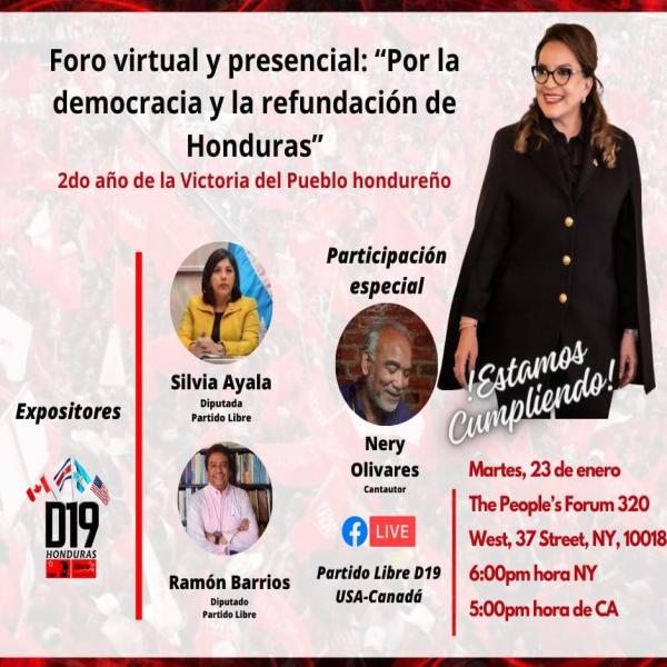 Foro virtual y presencial: ‘Por la democracia y la Refundación de Honduras’