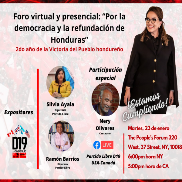 Foro virtual y presencial: ‘Por la democracia y la Refundación de Honduras’