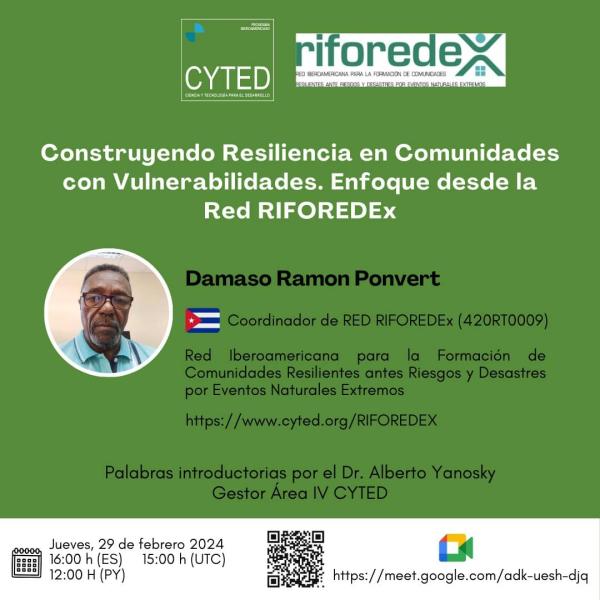 Charla magistral: “Construyendo Resiliencia en comunidades con vulnerabilidades”