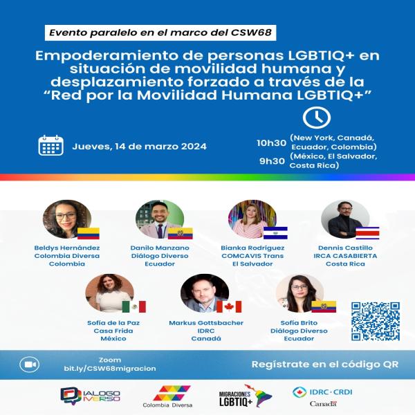 Evento paralelo en el marco del CSW68: Empoderamiento de personas LGTBIQ + en situación de movilidad humana y desplazamiento Forzado 