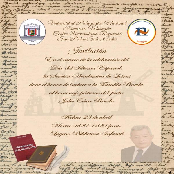 Homenaje póstumo al poeta Julio César Pineda 