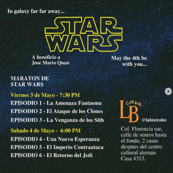 Maratón de noche de película de Star Wars