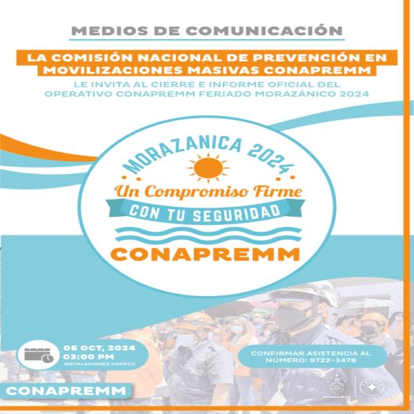 Cierre del Operativo de CONAPREMM Feriado Morazánico 2024