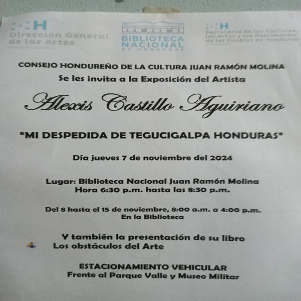 Exposición: Mi despedida de Tegucigalpa – Honduras”   