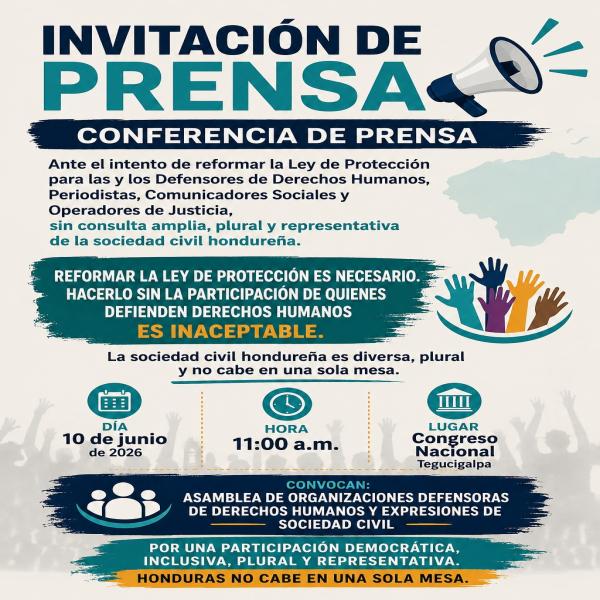 Conferencia de prensa ante el intento de reformar la Ley de Protección sin consulta amplia, plural y representativa