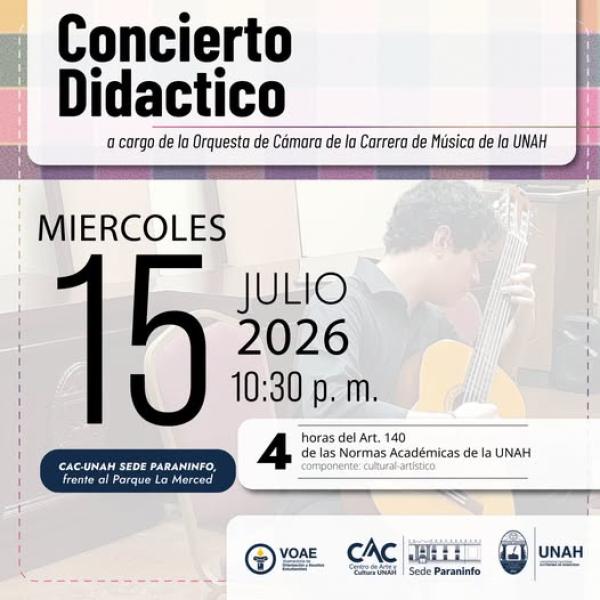 Orquesta de Cámara de la Carrera de Música - UNAH ofrecerá un concierto didáctico  