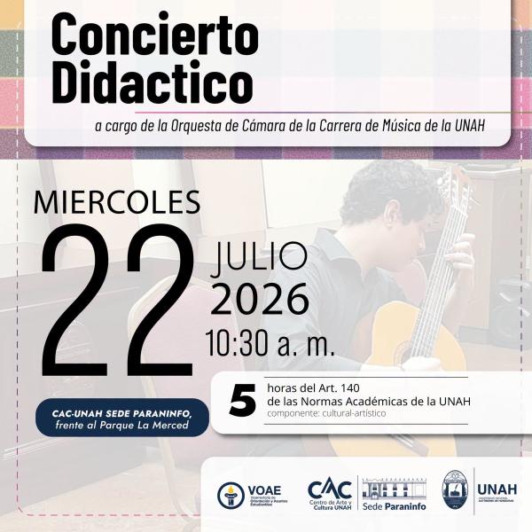 Concierto didáctico junto a la Orquesta de Cámara de la Carrera de Música - UNAH